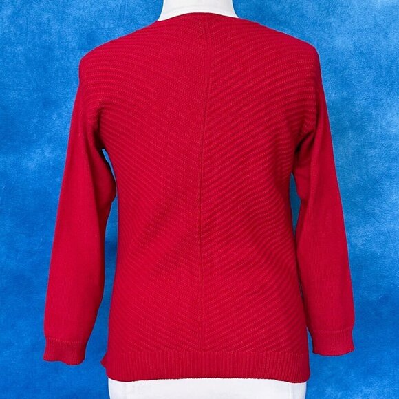 Chaps Women’s Red Cotton Sweater, Medium - Picture 2 of 6